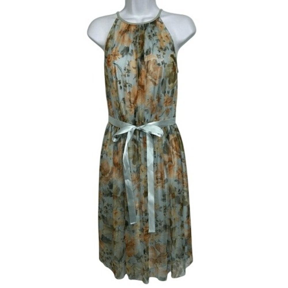 CANDALITE‎ Gorgeous Light Sky Blue Mesh  Floral Lined Dress NWT Size Small